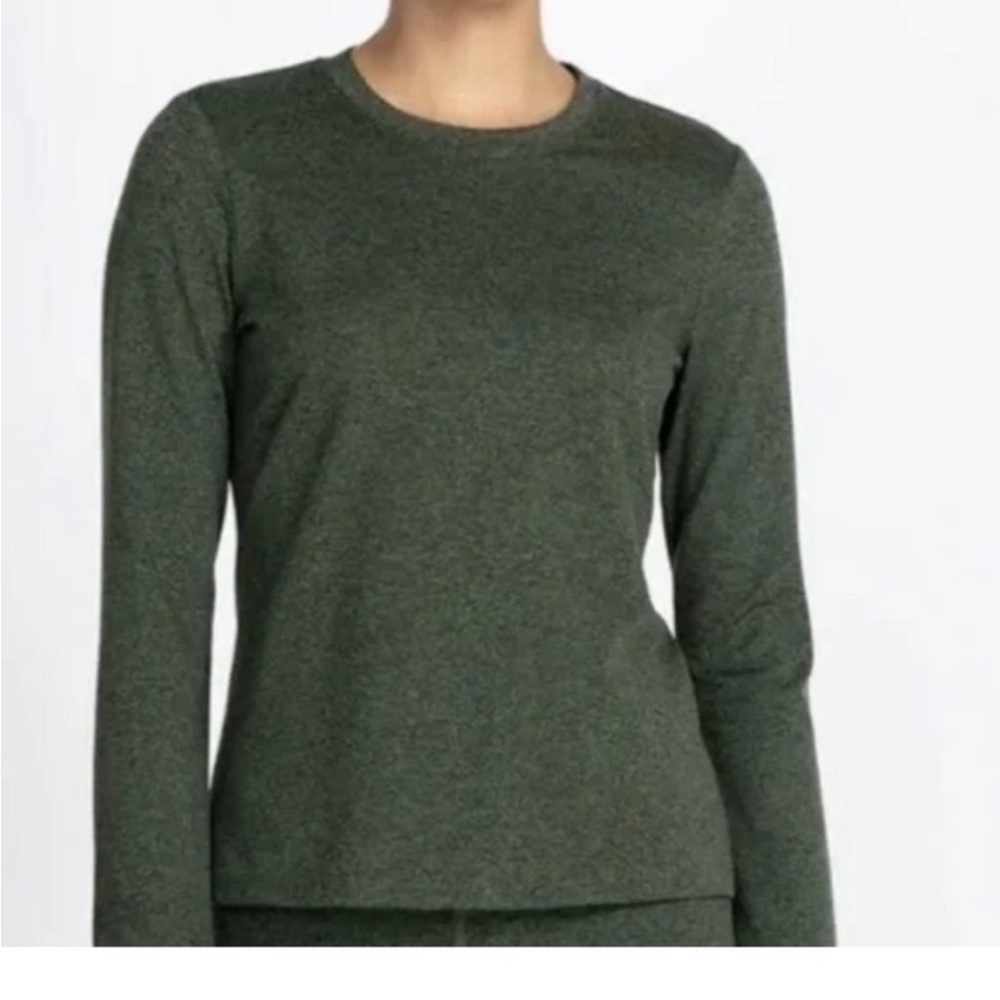 Johnny Was Calme Ease space dye top long sleeve fitted heathered dark green XL
